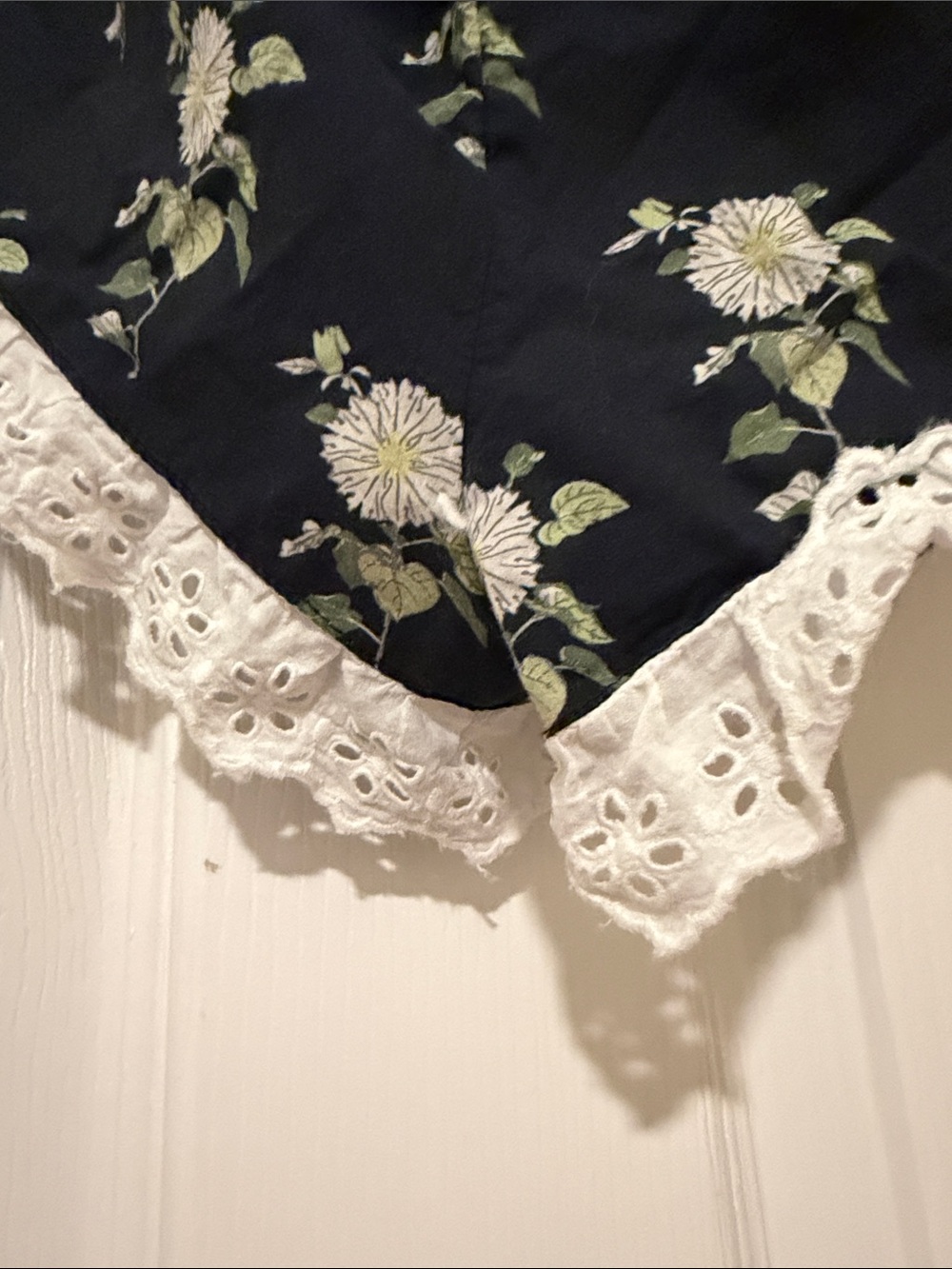 Anthropologie Navy Floral Lace-Trim Pajama Shorts and Too - Picture 10 of 14